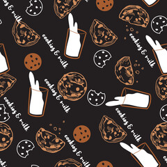 Delicious Duo Yummy Cookie and Milk Bliss Pattern. This seamless design is ideal for use in digital and print media, including textiles, wallpapers, and stationery.