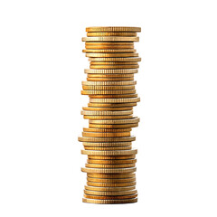 Tall stack of gold coins symbolizing wealth and financial growth