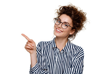 Happy Uruguayan girl over isolated backdrop showing great idea with finger