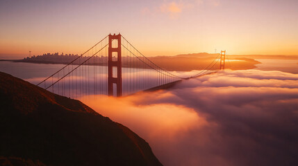 Breathtaking View of Golden Gate Bridge in San Francisco During Golden Hour Showcasing Stunning Colors and Iconic Architecture in a Vibrant Urban Landscape Perfect for Travel Enthusiasts