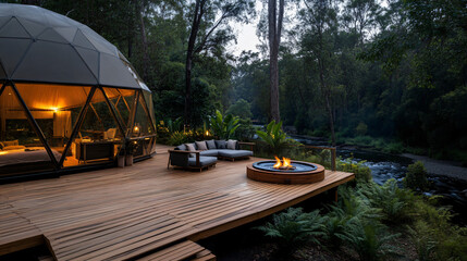 Captivating View of a Spacious 140 Square Meter Wooden Pine Deck Surrounded by Lush Nature Perfect for Outdoor Living and Relaxation in a Tranquil Setting