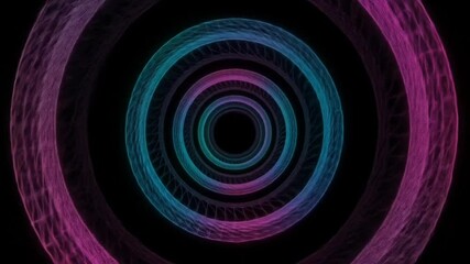 Colorful neon rings spinning inward in dark tunnel with hypnotic rotation, seamless looping 4k time-lapse animation video background. Abstract concept - Powered by Adobe