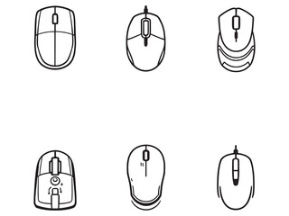 Minimalist Mouse Drawing In Black Lines.