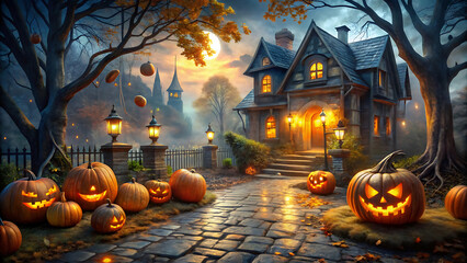 halloween background with pumpkin and pumpkins