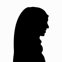 Profile of a woman in a hijab. Black silhouette of a girl on a white background 1