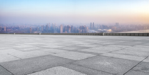 Empty Urban Plaza at Dawn