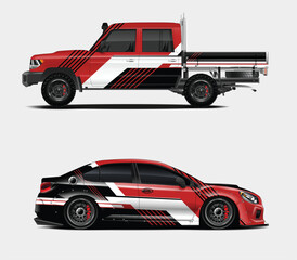 Naklejka premium Red and Black Racing Vehicle Wraps Designs Side