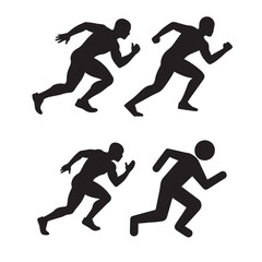 Dynamic Running Silhouettes of Athletes Ready to Sprint Icon 