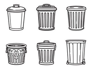 Minimalist Trash Bin Vector Drawing