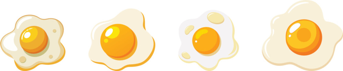 Fototapeta premium Fried egg breakfast logo set vector illustration