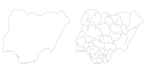 Nigeria map set. Map of Nigeria in set with white color