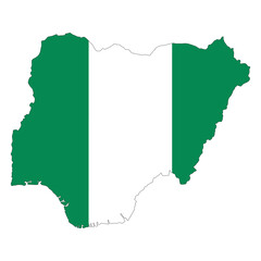 Nigeria map with country flag. Map of Nigeria with flag