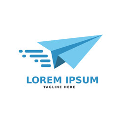 Simple blue paper plane logo