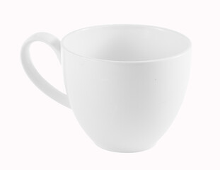 white ceramic cup on white background.
