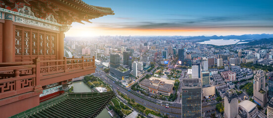 Panoramic Cityscape View from a High Point