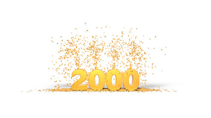two thousand celebration, 2000 - thank you illustration - 3D rendering on transparent background