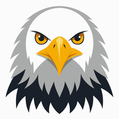 Fierce bald eagle head emblem with intense yellow eyes and sharp beak