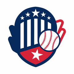 American baseball emblem featuring a glove and stars