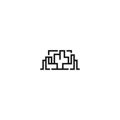 Computer city silhouette linear logo.