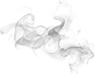 Elegant smoke art blending black and white backgrounds with swirling patterns forming a woman's silhouette and flowing shapes