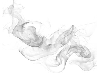 Abstract smoke art flowing on white background with soft curves and graceful patterns © Galih