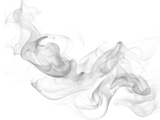 Abstract smoke art flowing on white background with soft curves and graceful patterns