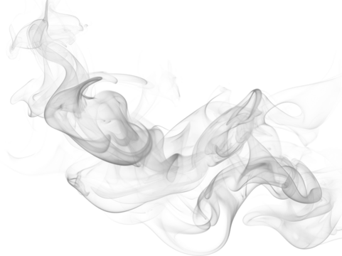 Abstract smoke art flowing on white background with soft curves and graceful patterns