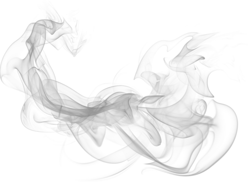 Vector smoke illustration on white background with swirling curves and artistic patterns forming soft flowing shapes