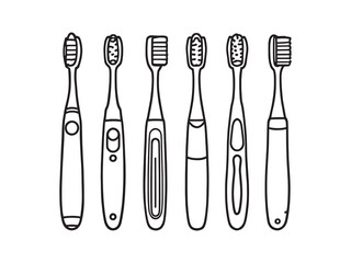Modern Toothbrush Line Drawing Vector Art