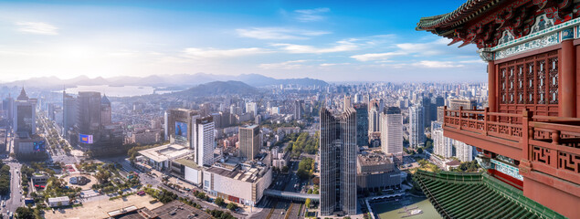 Panoramic Cityscape View of Modern Urban Area