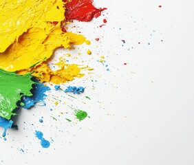 Colorful Splashes of Paint on White Background for Artistic Inspiration
