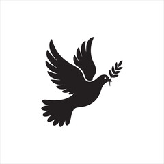 Obraz premium Peaceful Black Dove with Olive Branch Symbolizing Hope and New Beginnings