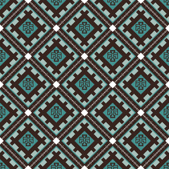 vector seamless pattern tribal, geometric, textile, Native American and Mexican inspired shapes warm green tones,fabric design, wallpaper, rug textures, clothing prints,traditional decorative crafts.