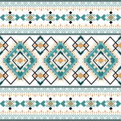 vector seamless pattern tribal, geometric, textile, Native American and Mexican inspired shapes warm green tones,fabric design, wallpaper, rug textures, clothing prints,traditional decorative crafts.