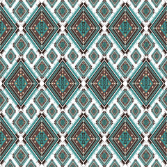 vector seamless pattern tribal, geometric, textile, Native American and Mexican inspired shapes warm green tones,fabric design, wallpaper, rug textures, clothing prints,traditional decorative crafts.