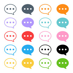 chat message speech bubble icons with typing dots, chat or messaging icons. for chatting, communication apps, social media, web app interfaces. Colorful set