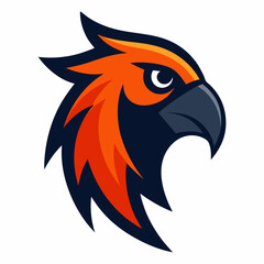 Stylized orange and navy blue bird of prey mascot logo