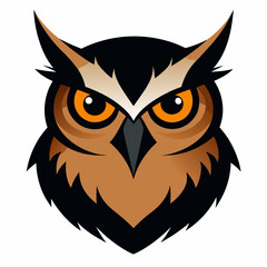 Intense orange eyed owl head mascot logo design