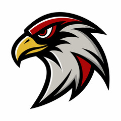 Aggressive eagle head mascot logo with red and gray accents