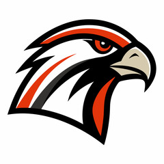 Stylized hawk head logo with orange and black accents