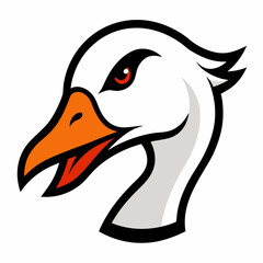 Obraz premium Aggressive goose head mascot with fierce orange beak and red eye