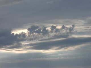Cloudy sky with highlights Dorchester County, Cambridge, Maryland. Cloudscape.