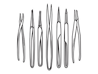Professional Cosmetic Tweezers Outline Drawing