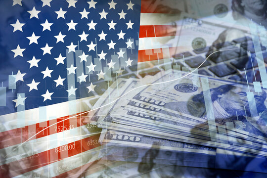 US America Stock market graph , growing of financial and industry  and economic development