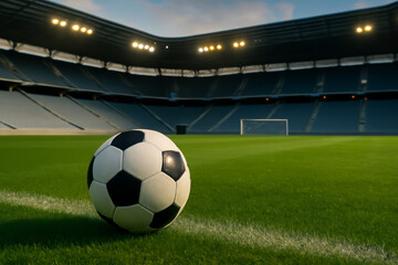 Soccer field with a ball. Soccer landscape
