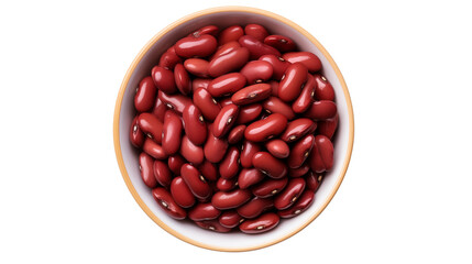 Vibrant bowl filled with nutritious red kidney beans on a transparent background