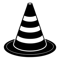 Silhouette of a traffic cone on white background