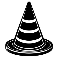Silhouette of a traffic cone on white background