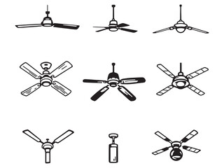 Simple ceiling fan outline drawing vector art concept