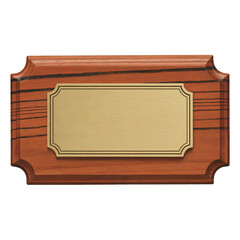 
Wooden plaque with golden plate award base isolated on transparent white background
